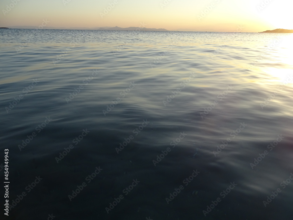 sunset over the sea Mediterranean sea Greece September  2021