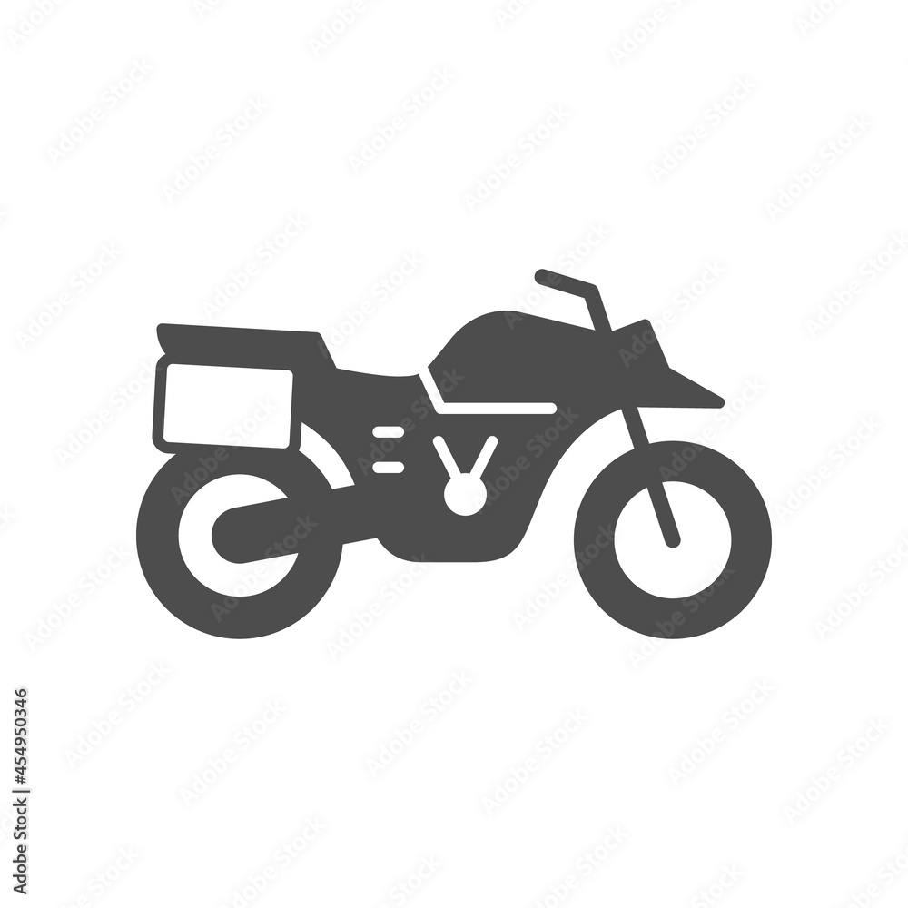 Adventure motorcycle or motorbike glyph icon Adventure motorcycle or motorbike glyph icon