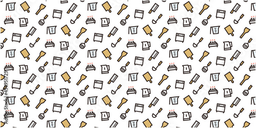 Kitchen Utensils icon pattern background for website or wrapping paper (Color icon version)