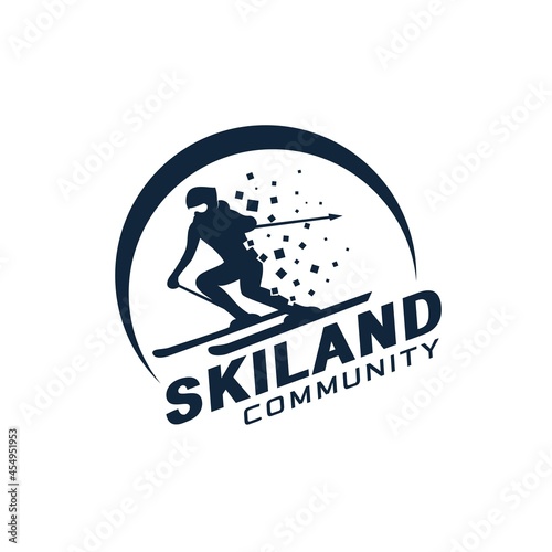 skiing sport logo design suitable for club,decoration,and company
