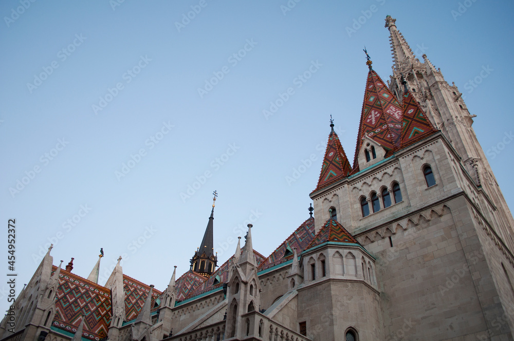 Fototapeta premium Ancient Halászbástya Facade. Budapest, Hungary