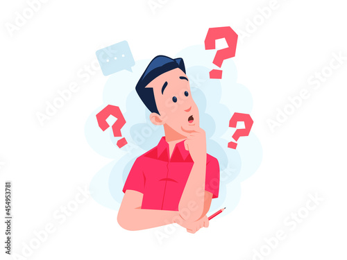confused man with question mark concept flat illustration