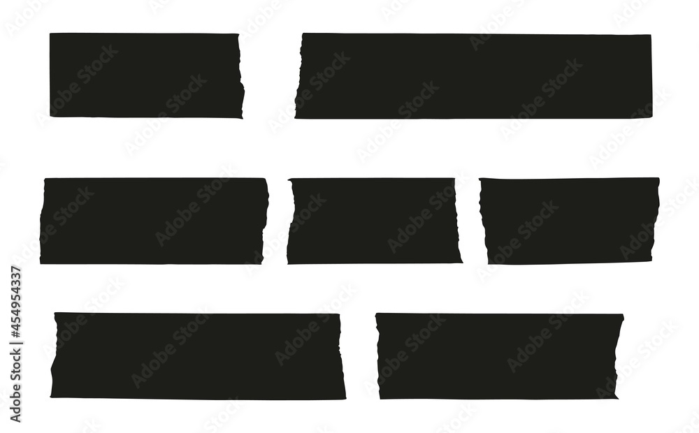 Set of black stickers with torn edges isolated on white background. Vector rectangular blocks with jagged borders Set of black stickers with torn edges isolated on white background. Vector rectangular blocks with jagged borders