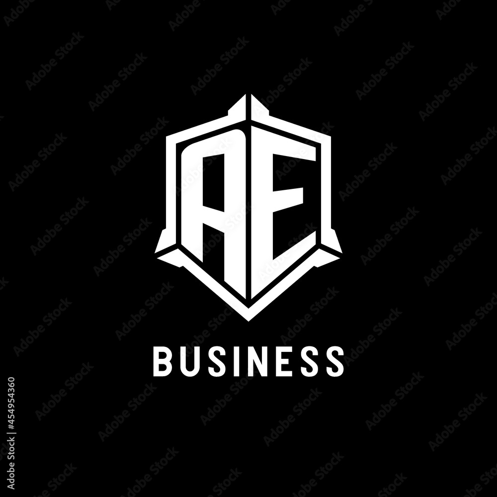 AE logo initial with shield shape design style Stock Vector | Adobe Stock
