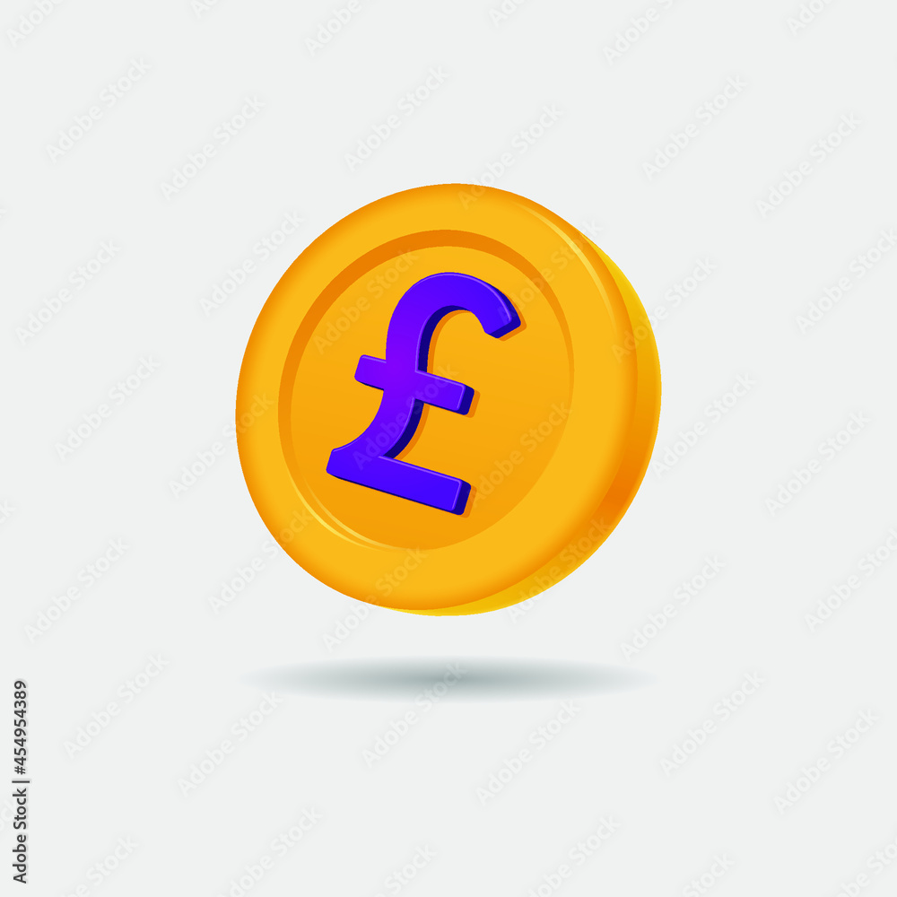 3D icon of Pound Sterling coin 3D icon of Pound Sterling coin