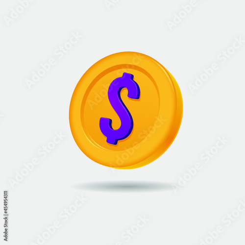 3D icon of dollar coin