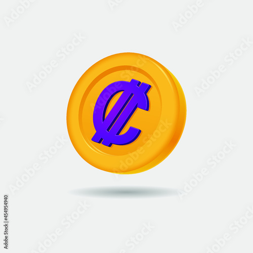 3D icon of Costa Rican Colon coin photo