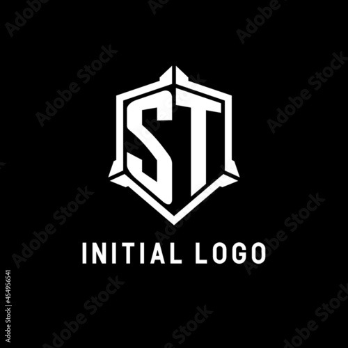 ST logo initial with shield shape design style