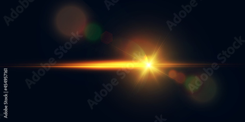 Bright light effect with rays and highlights for vector illustration.	