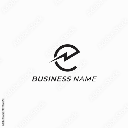 design logo lightning and letter E