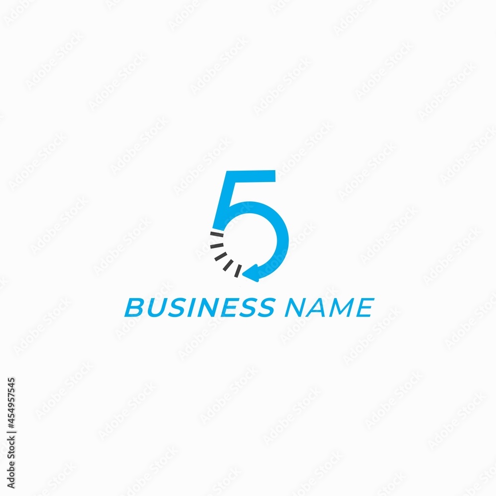 design logo number 5 and clock design logo number 5 and clock