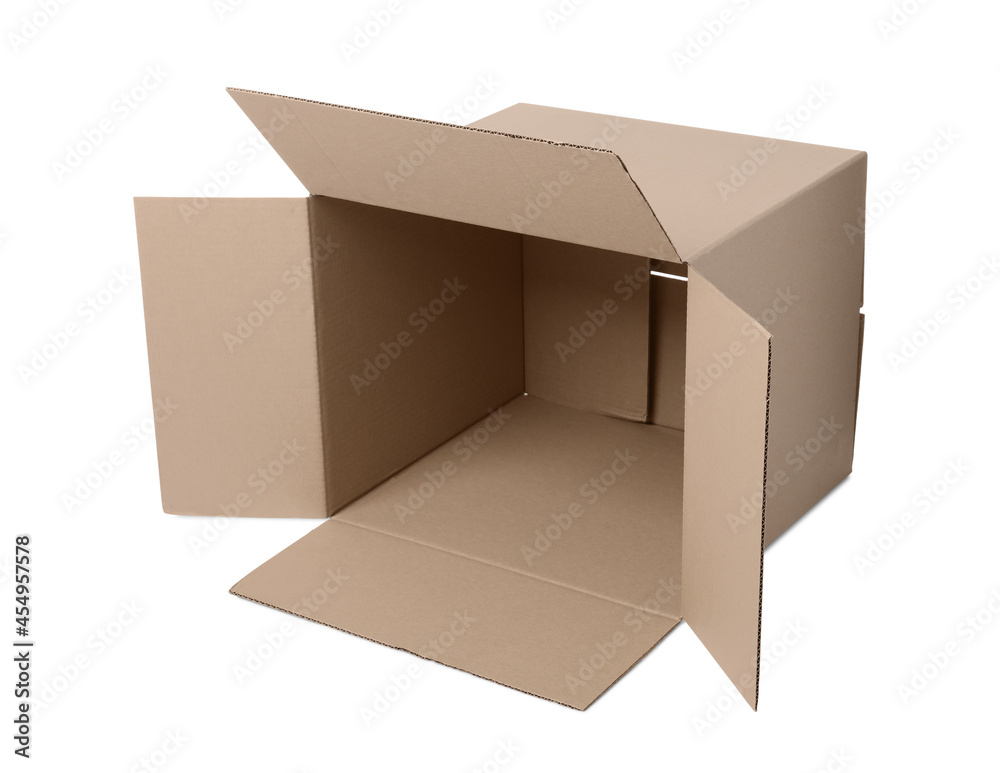 Open empty cardboard box isolated on white Open empty cardboard box isolated on white