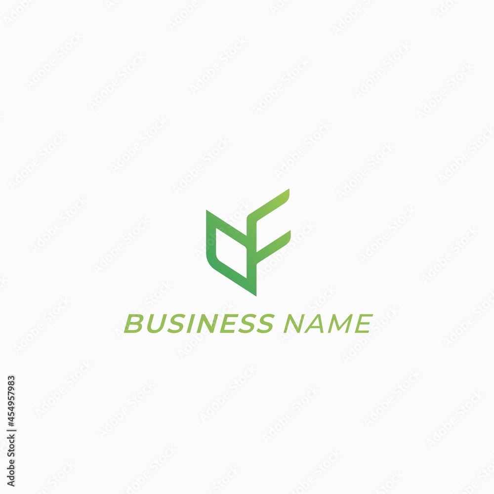 design logo leaf combine letter F and D