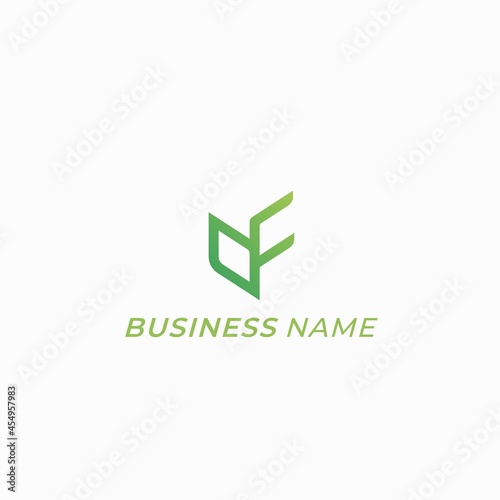 design logo leaf combine letter F and D
