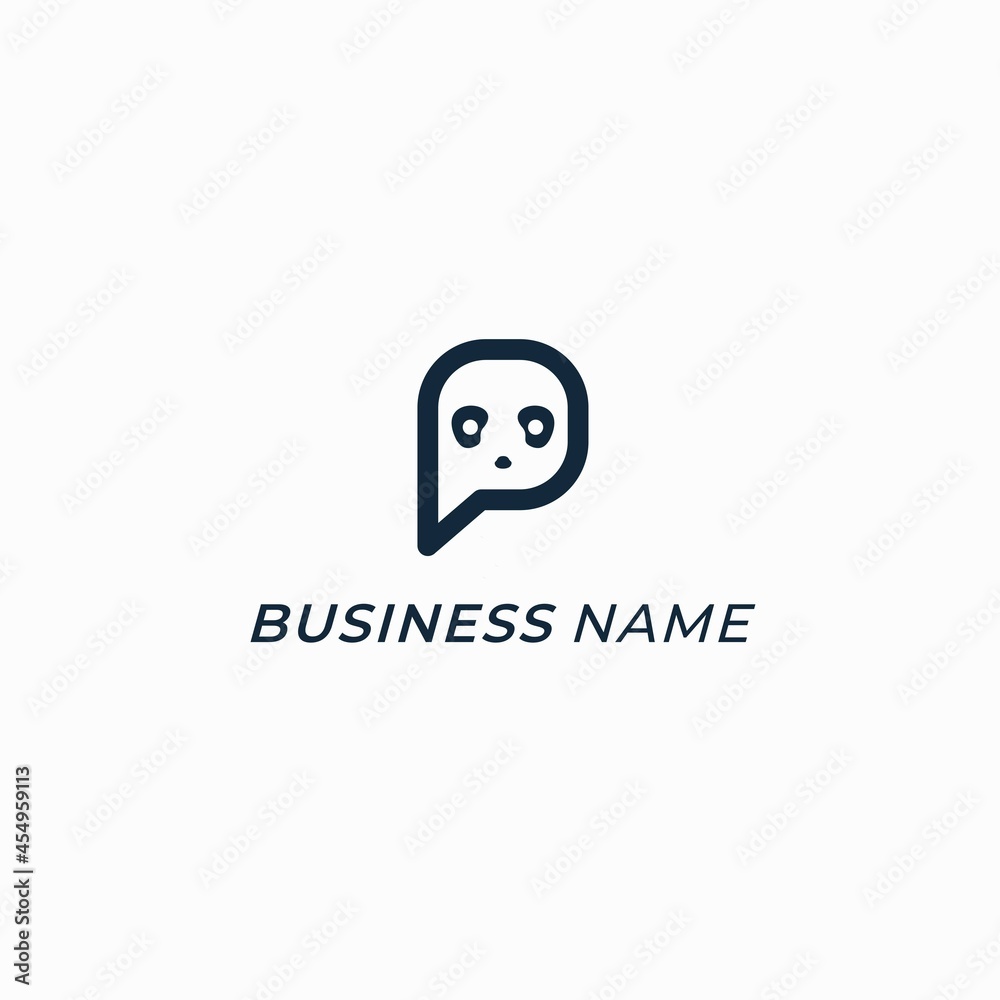 design logo chatting and panda face design logo chatting and panda face