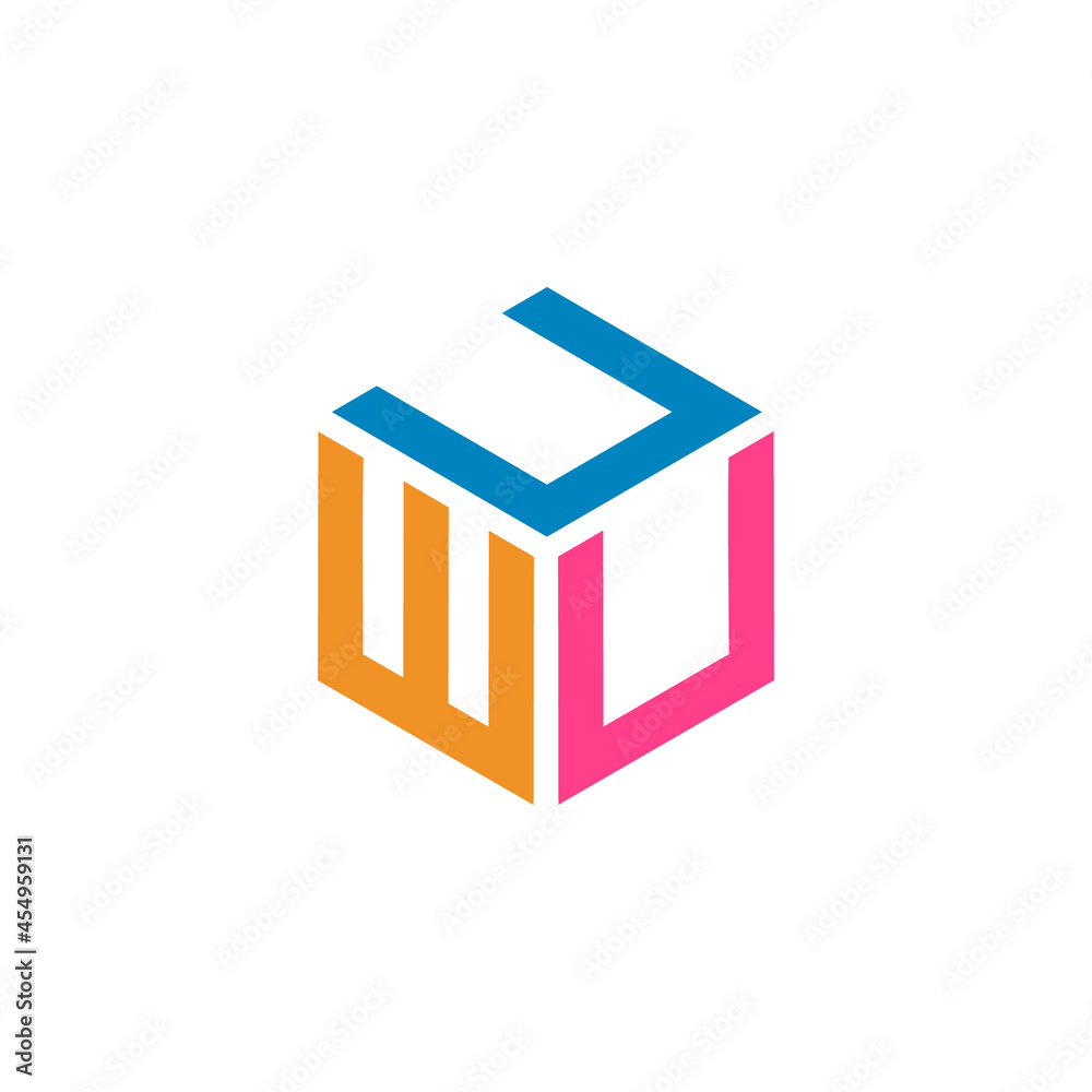 Hexagon logo with the letters UWU design Hexagon logo with the letters UWU design