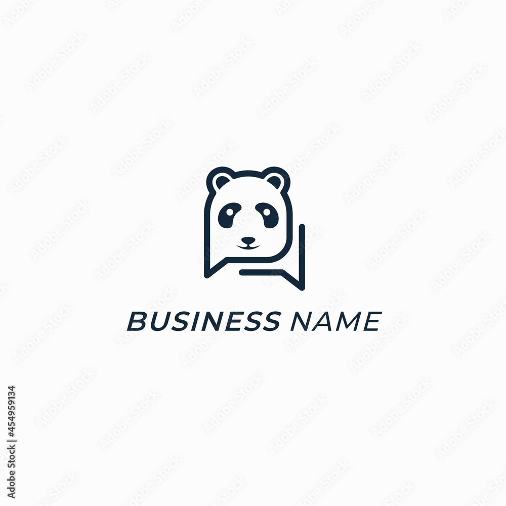 design logo combine chat talk and panda face design logo combine chat talk and panda face