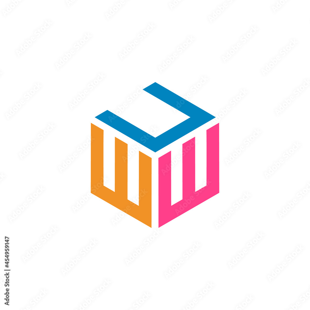 Hexagon logo with the letters UWW design Hexagon logo with the letters UWW design