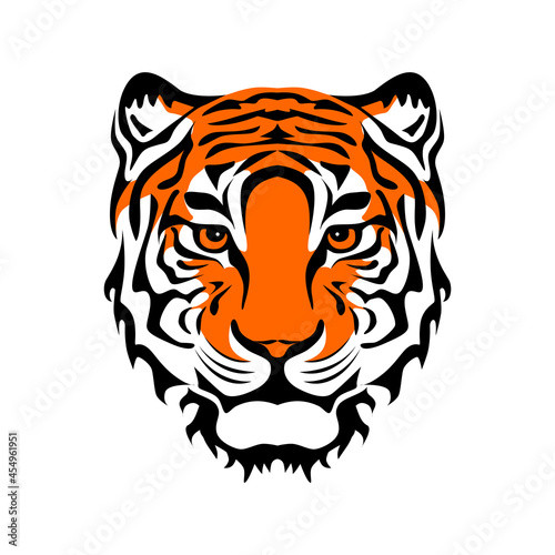 Drawing tiger face - symbol of 2022 new year for poster, brochure, banner, invitation card. Vector illustration Isolated on transparent background.