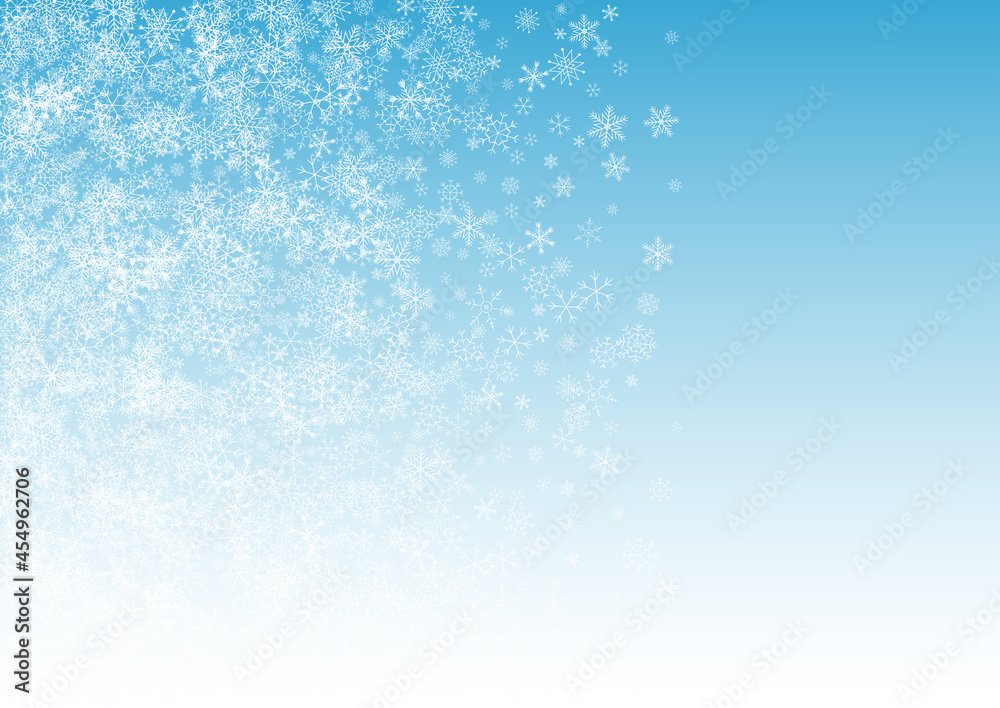Gray Snow Vector Blue Background. New Snowflake