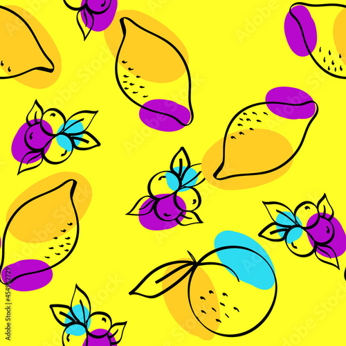 Orange and Green Citrus and Blueberry Vector