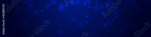 Shiny Snow Vector Pnoramic Blue Background. White