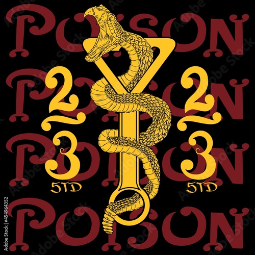 cool snake design with mechanic key in motorcycle style black background