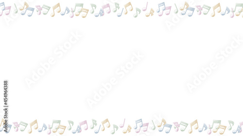 立体的な音符のフレームイラスト_ライン_パール_16:9