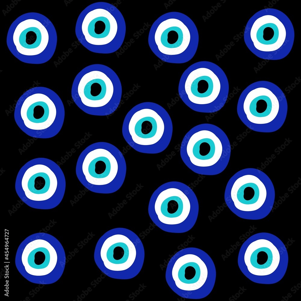 Turkish eyes in pattern with black background for fashion style Turkish eyes in pattern with black background for fashion style