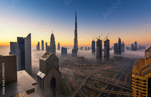 Dubai city view in Fog, United Arab Emirates © naufalmq
