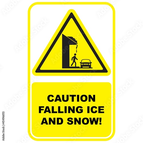 Caution falling ice and snow sign