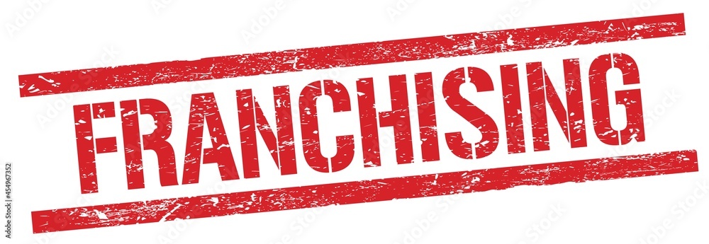 FRANCHISING text on red grungy rectangle stamp. FRANCHISING text on red grungy rectangle stamp.