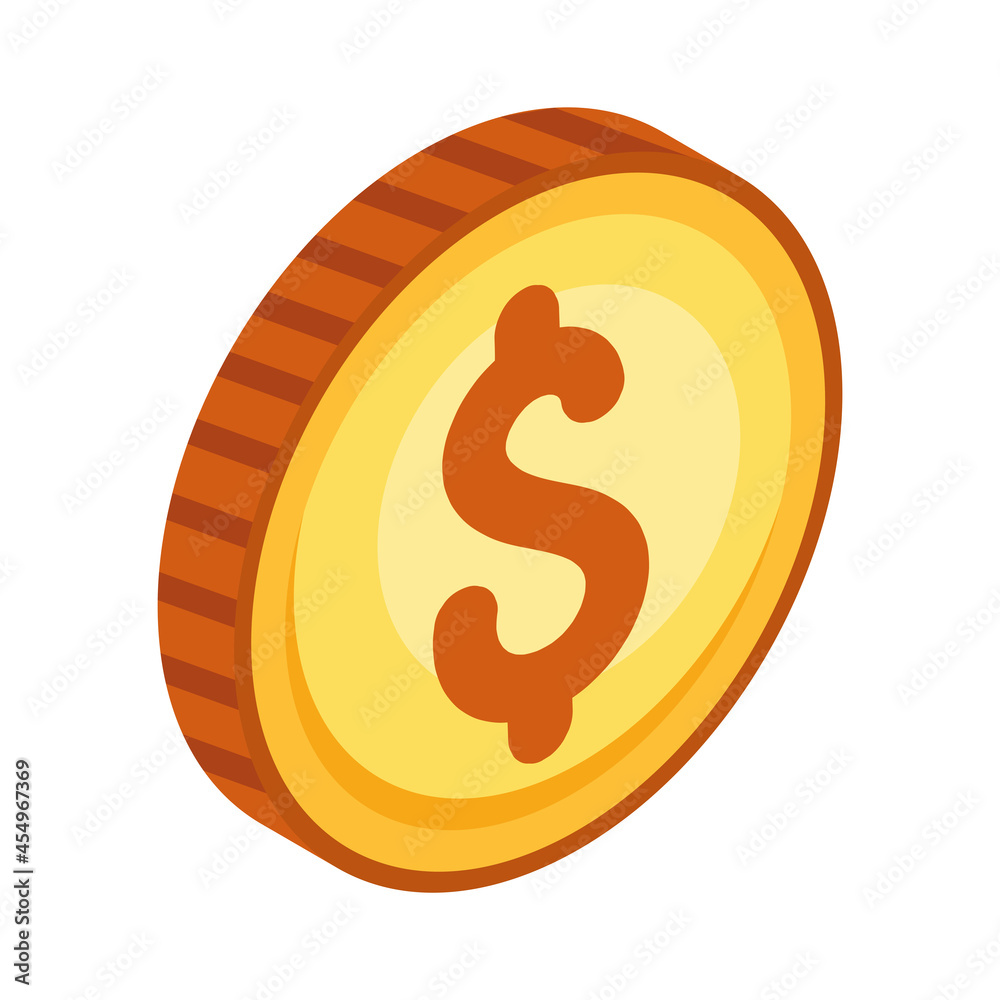 isometric dollar coin