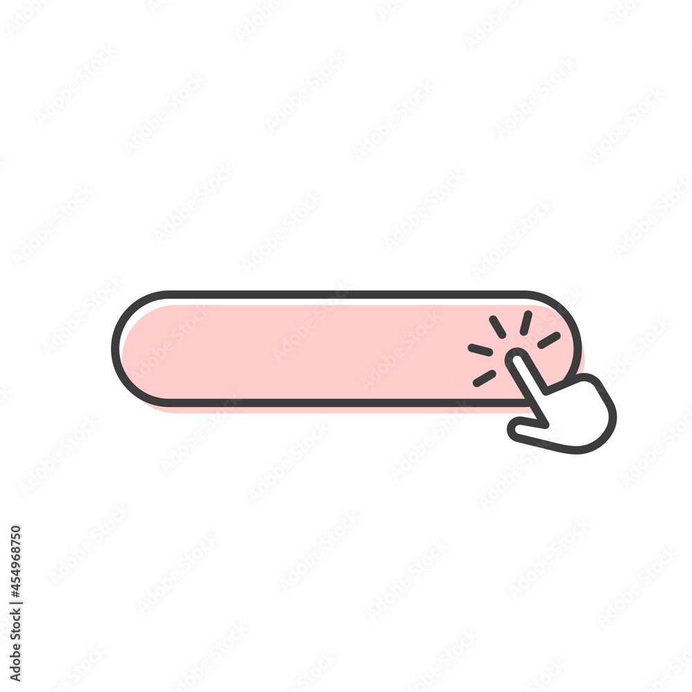 Pink empty button with hand pointer icon Pink empty button with hand pointer icon