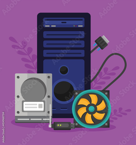 computer case with icons