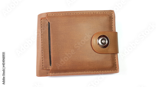 Brown Leather Wallet Isolated on White Background