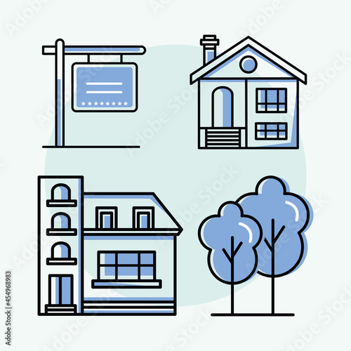 city houses icon collection