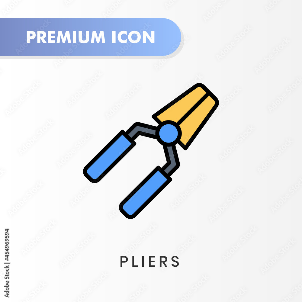 pliers icon for your website design, logo, app, UI. Vector graphics illustration and editable stroke. pliers icon lineal color design.
