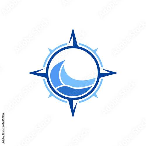 ocean compass logo design vector illustration