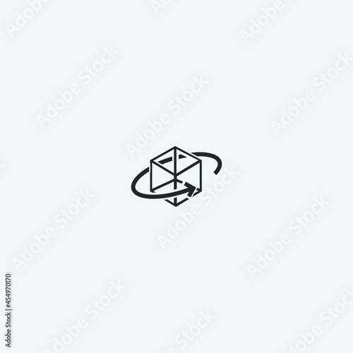 3d printer cube vector icon illustration sign © Pethias