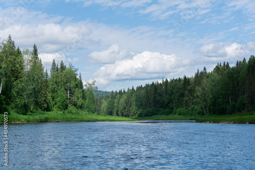 Fototapeta Naklejka Na Ścianę i Meble -  beautiful landscape summer river with wooded banks