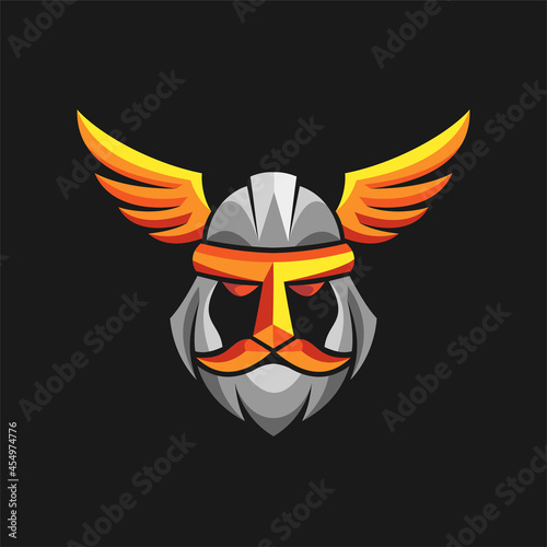 viking logo with wings concept