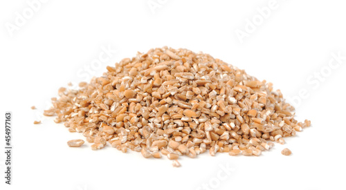 Wheat groats isolated on white background