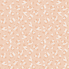 Fototapete Kleine Blumenmuster Vintage Streublümchen auf beigem Hintergrund  © ann_and_pen