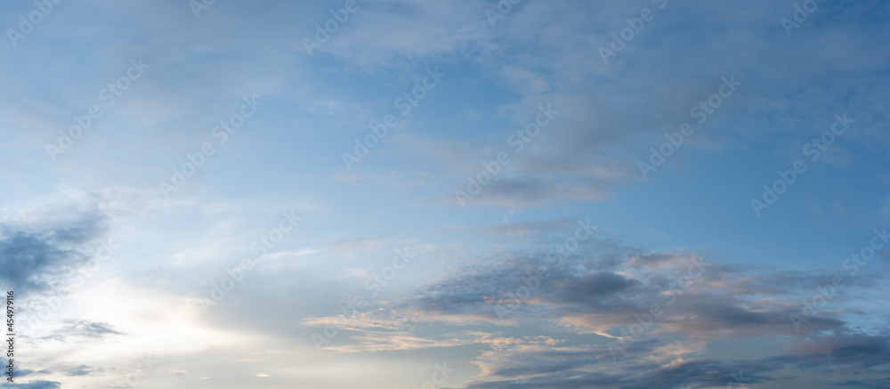 panorama blue sky and white clouds on daytime background