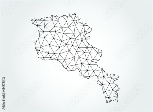 Armenia map Global network mesh Social communications background