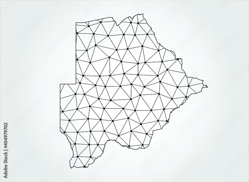 Botswana map Global network mesh Social communications background Botswana map Global network mesh Social communications background