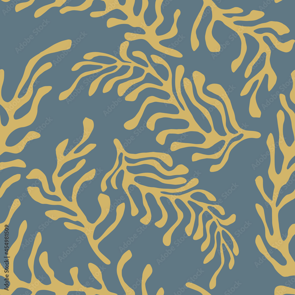 Seamless pattern of abstract flowing shapes of branches