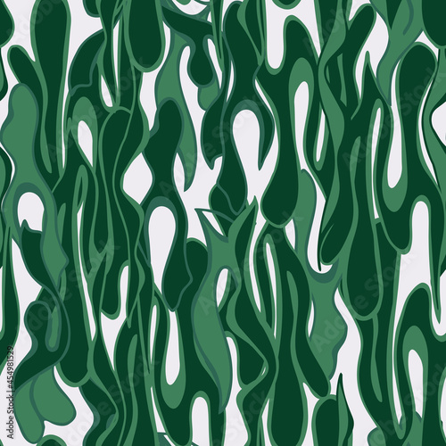Seamless pattern of abstract shapes creating dense thickets of greenery