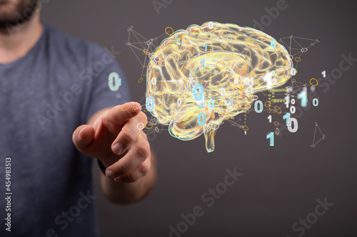 Brain. Digital brain. 3D Sc...